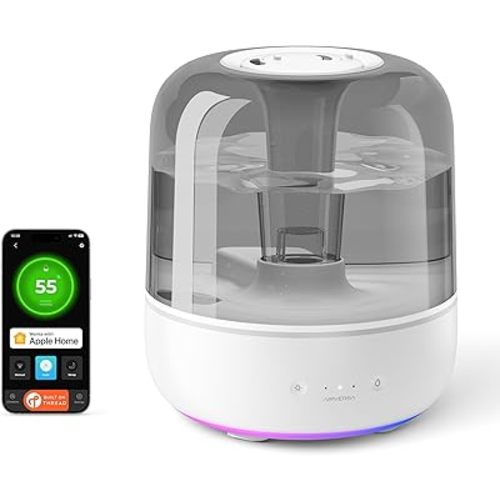 Humidifiers for Home Bedroom Large Room Smart Works with Apple Home over Thread 5.5L Cool Mist for Indoor Use App/Voice Control, Dazzling Lighting Effects (Pebble Grey, Humelle AH1)