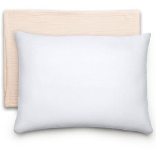Toddler Pillow with Muslin Pillowcase, 13"x18", Kids Pillow for Sleeping by Comfy Cubs - Mauve