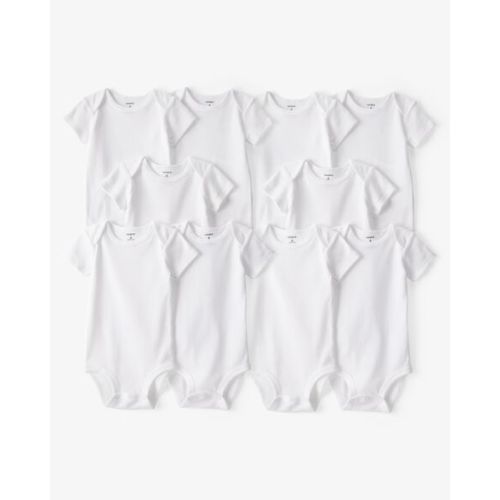 Baby 10-Pack Short Sleeve Cotton Bodysuits - White | Carter's