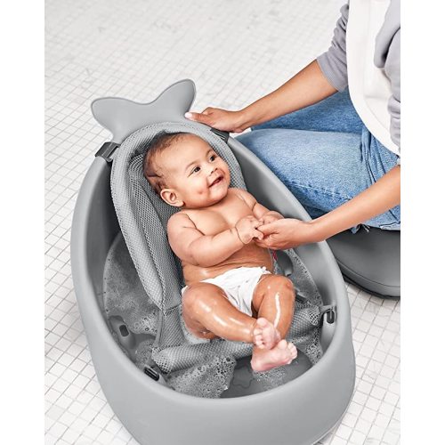Skip Hop Baby Bath Tub, 3-Stage Smart Sling Tub, Moby, Grey - Grey Tub