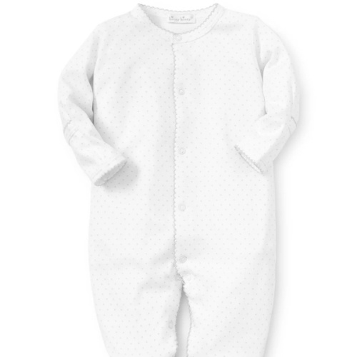 White/Silver New Kissy Dots Print Footie