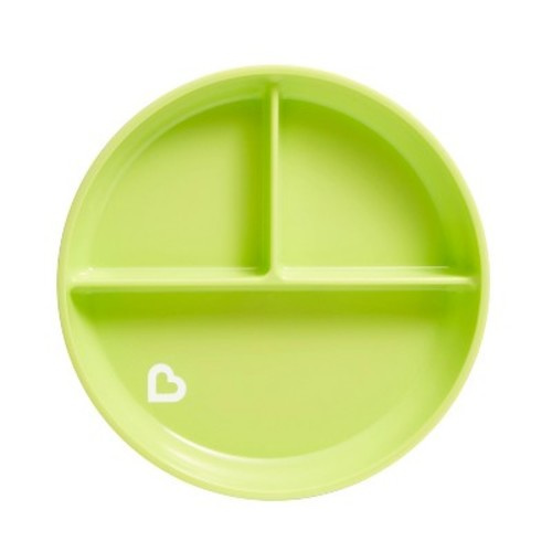 Munchkin Stay Put Divided Suction Toddler Plates, Color: Green