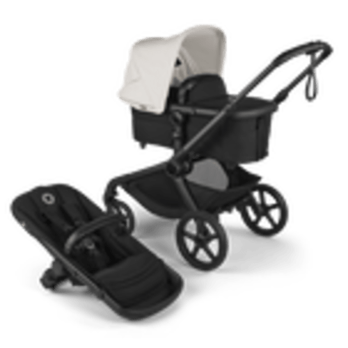 Bugaboo Kangaroo bassinet and seat stroller black base, desert taupe fabrics, desert taupe sun canopy
