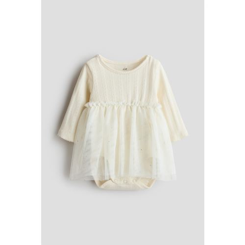 Cream Bodysuit Dress with Tulle Skirt for kids | H&M US