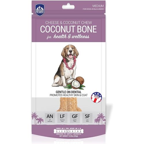 Coconut and Himalayan Cheese Dog Chew | Long Lasting, Stain Free, Protein Rich, Low Odor | 100% Natural, Healthy & Safe | No Lactose, Gluten Or Grains | Coconut Bone | for Dogs 45 Lbs & Smaller