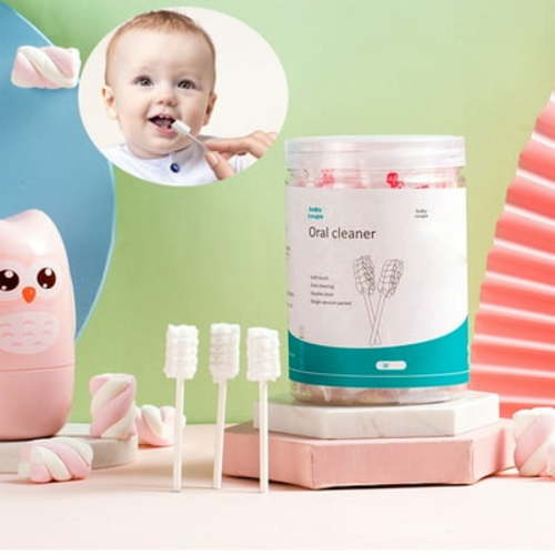 Cheers.US Baby Toothbrush, Newborn Baby Tongue Cleaner Toothbrush Clean Baby Gums Disposable Tongue Cleaner Soft CottonToothbrush Infant Oral Cleaning Stick Dental Care