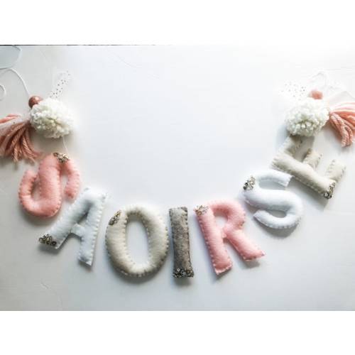 Large Felt Name Garland//pompom Garland•felt Banner•walldecor•party Decor•girlsroomdecor•personalized•feltgarland•pompoms•neutral•banner - Etsy