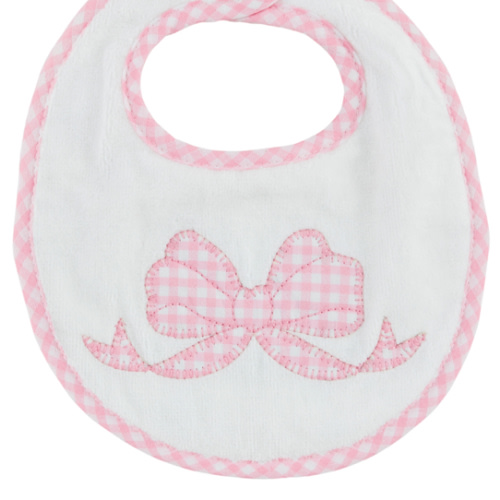 Gingham Bow Applique Terry Bib - Perfect for Mealtime | Mud Pie