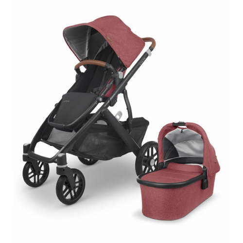 UPPAbaby Vista V2 Stroller & Bassinet  - Lucy (Rosewood Melange / Carbon / Saddle Leather)
