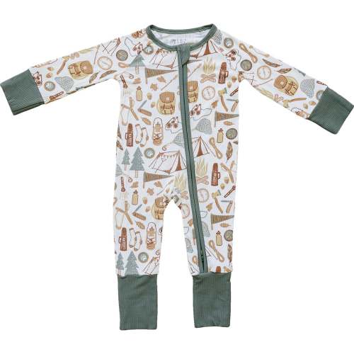Camping Trip Ribbed Bamboo Zipper | 3-6 months