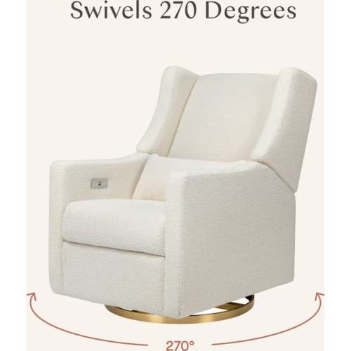 Kiwi Electronic Recliner & Swivel Glider with USB Port, Ivory Boucle/Gold - Babyletto | Maisonette