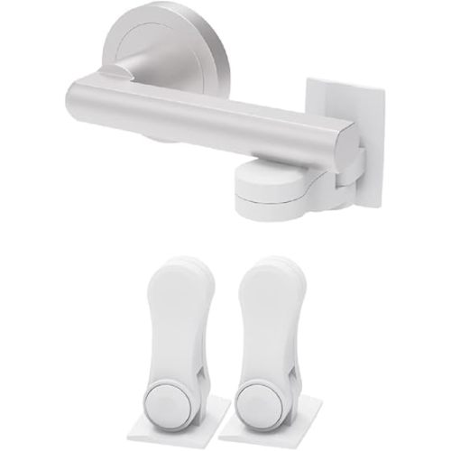 Inaya Child Proof Door Lever Lock, Baby Proofing Door Handle Lock, Minimalist Design, 3M Adhesive & No DrillingNeed, Child Safety Door Handle Locks (2 Pack)