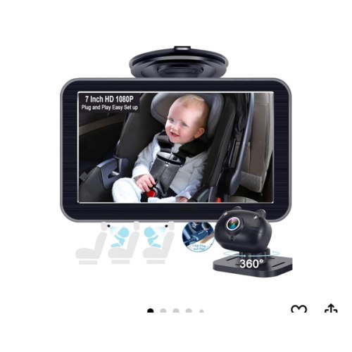 DoHonest Baby Car Camera 7-Inch: USB Plug and Play Easy Setup 360 Degree Rotating Backseat Camera Two Kids HD 1080P Rear Facing Car Seat Cameras Clear Night Vision -V9