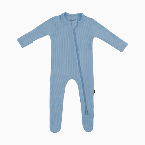 Kyte Baby Ribbed Zipper Footie - Slate, 0-3 M