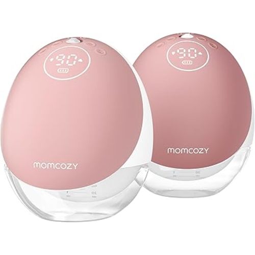 Momcozy Breast Pump Hands Free Upgraded Mobile Flow | M9, App Discreet Control with Personalized Multi-Modes & 15 Levels, Wearable Breast Pump 24mm, 2 Pack Cozy Red