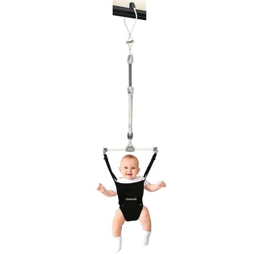 2 in 1 Baby Doorway Hanging Bouncer, Adjustable Strap and Seat for 6-24 Months Infant Toddler, Portable, Black