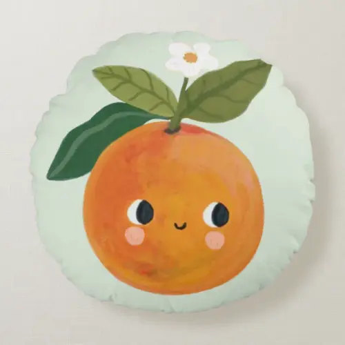 Little Cutie Orange Nursery Baby Round Pillow | Zazzle