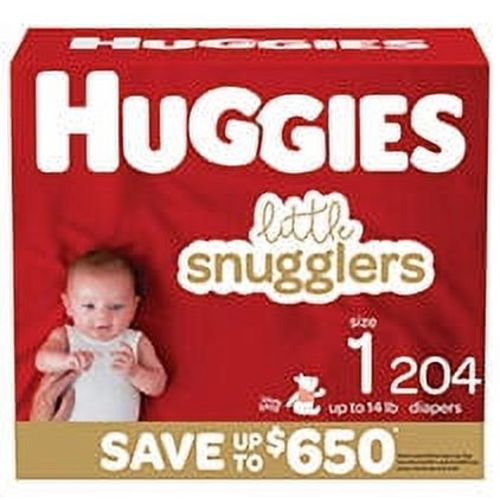Huggies Little Snugglers Diapers, Size 1 - 204 ct. (Up to 14 lbs.)