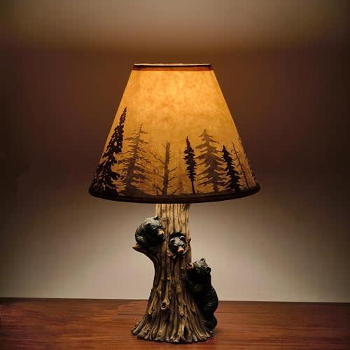 Bear Climbing Tree Table Lamp, Collections Etc Rustic Climbing Bear Family Northwoods Lamp, LED Light Source(Includes Bulb)