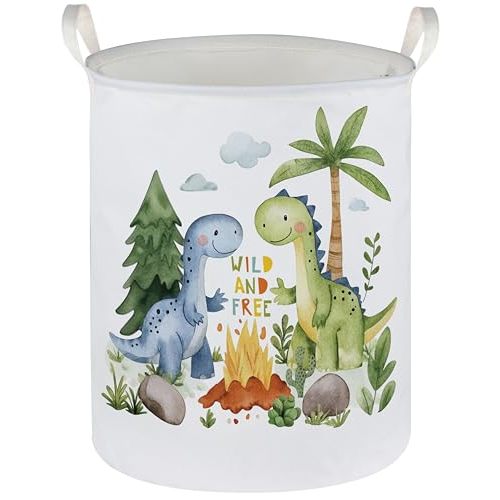 Sanjiaofen Kids Laundry Hamper,Dinosaur Laundry Basket Collapsible Boys Storage Baskets for Home Decor,Office,Toy Organizer,(Cute Dinosaur)