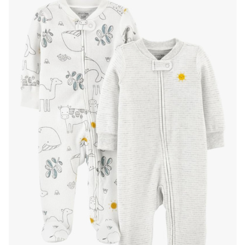 Simple Joys by Carter's Baby 2-Way Zip Thermal Footed Sleep and Play, Pack of 2