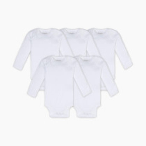 Burt's Bees Baby Organic Long Sleeve Bodysuit (5 Pack) - Cloud, 0-3 M