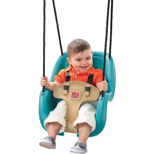 Step2 Infant to Toddler Swing, Baby Outdoor Swing, Backyard Bucket Style Swing Seat, Secure Harness, Outside Weather-Resistant Rope, Attach to Playset, For Toddlers 9 Months -3 Years Old