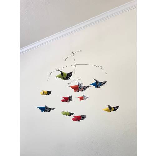 Developmental Mobile for Baby&#39;s Perspective in the Crib / Primary Colors, Black and White / Red, Blue, Yellow, Green, Orange : Bright Eyes