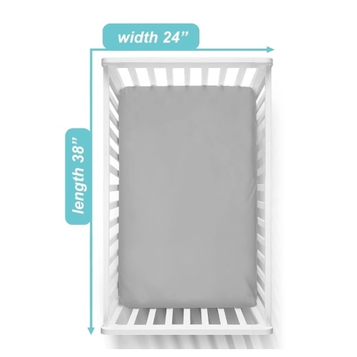 American Baby Company 3 Pack 100% Natural Cotton Fitted Mini Crib Sheets 38" x 24" - Soft & Breathable Small Nesting Portable Sheets, Fits Pack N Play Mattresses, Gray, for Boys & Girls