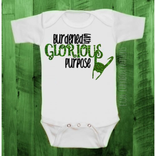 Toddler & Baby SIzes | Burdened with Glorious Purpose | Matching Family Set Shirt | Green Helmet Glitter | Girl or Boy Options | Nerdy