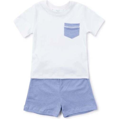 Charles Boys' Pima Cotton Short Set, Blue Stripe - Lila + Hayes | Maisonette