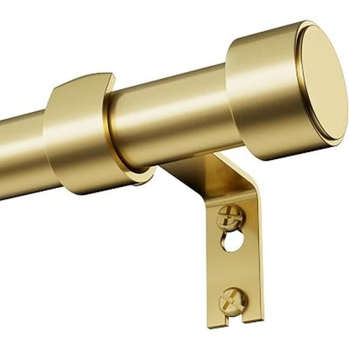 Extra Long Gold Curtain Rods 72-144 Inch for Living Room & Bedroom, 1" Heavy Duty Adjustable Window Treatment Rod, Supports Blackout & Velvet Drapes up to 50lbs, Matte Gold Finish, Easy Install