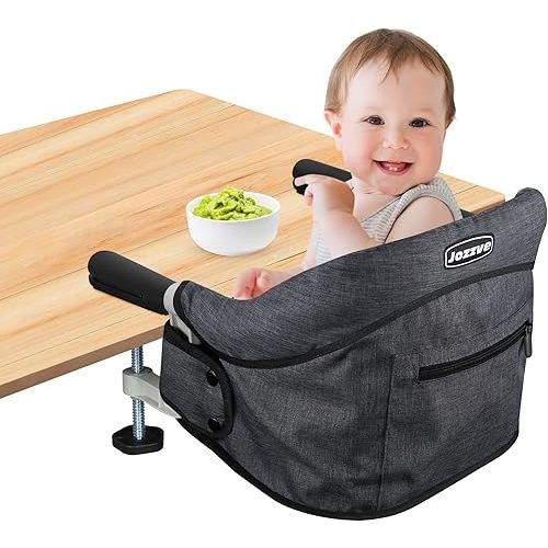 Hook On High Chair, Jozzve Baby High Chair, Portable High Chair for Travel, Foldable Fast Table Chair with Storage Bag, Baby Feeding Seat Clip On High Chair for Home and Travel (Black)