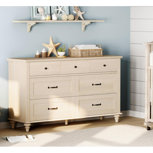 Harriet Bee Kids Dresser With 7 Drawers, Beige Bedroom Dresser For Kids Room, Entryway & Reviews | Wayfair