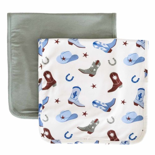 Boot Scootin' 2pc Burp Cloth Set