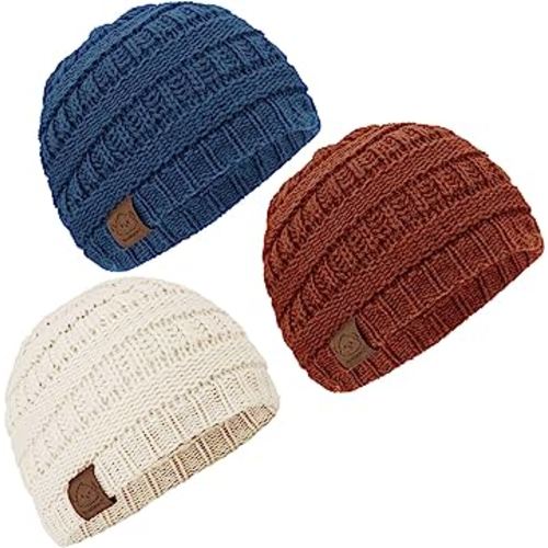 3-Pack Baby Beanies, Baby Hats - Newborn Hats, Baby Boy Hats, Baby Girl Hats, Newborn Beanie, Baby Winter Hat, Baby Hat, Baby Boy Beanie, Baby Girl Beanie, Infant Beanie, Toddler Beanie (Gust, M)