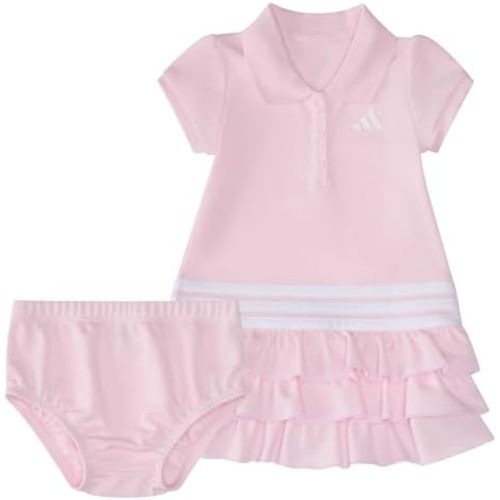 adidas Baby Girls' Short Sleeve Ruffle Polo Dress 2-Piece Set