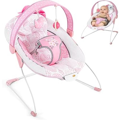 Baby Bouncer, Portable Infant Bouncer, Adjustable and Foldable Baby Rocker with Vibrations,Baby Bouncer Seat for Baby 0-6 Months 6-20 lbs Indoor & Outdoor Use