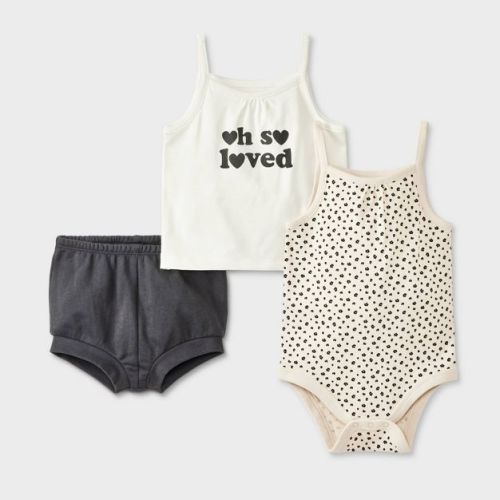 Baby Girls' Oh So Loved Top & Bottom Set - Cat & Jack™ Cream Newborn