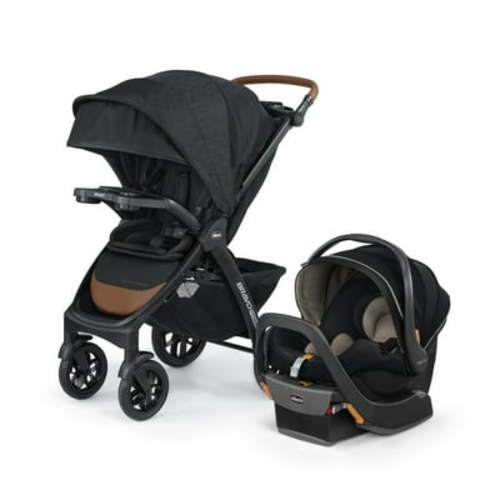 Chicco Bravo Primo Trio Travel System - Newborn Car Seat & Stroller Combo Set - Springhill (Black)