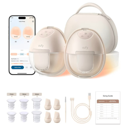 eufy Security Heated Wearable Breast Pump S1 Pro, Slim Hands-Free with Industry-Leading HeatFlow Tech, Wireless Charging Case, App-Controlled OptiRhythm, Hospital-Grade Suction, in-Bra Use