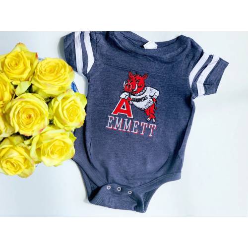 Arkansas Razorback Game Day Custom Monogram Onesie - Personalized Bodysuit or Tee - Monogrammed Hog Onesie or Shirt - Woo Pig Sooie