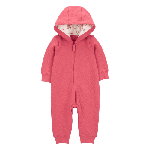 Baby Heart Solid Cotton Blend Long-Sleeve Jumpsuit - Red - Carter's | Carter's