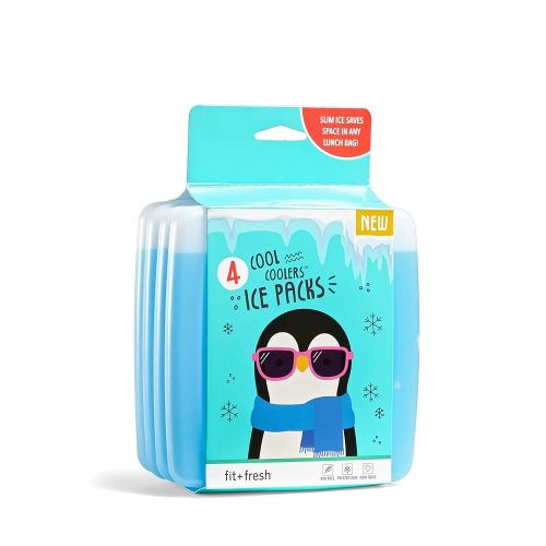 Cool Coolers by Fit & Fresh Slim Ice Packs, Quick Freeze, Space-Saving, Reusable Ice Packs for Lunch Boxes & Coolers