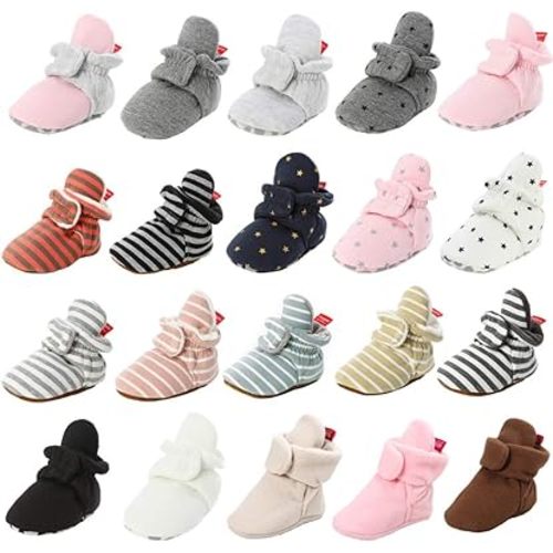 HsdsBebe Newborn Infant Baby Boys Girls Warm Cozy Cotton Winter Booties Toddler Non-slip Soft Sole Slippers Socks Crib Shoes - 0-6 Months Infant - 1a/Pink