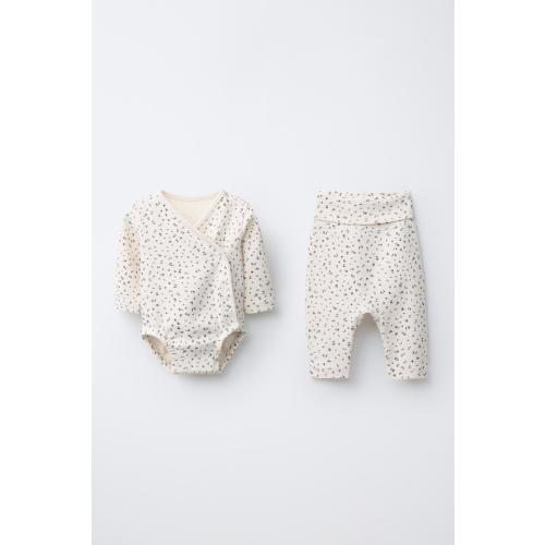 FLORAL BODYSUIT AND PANTS SET - Ecru - Any size