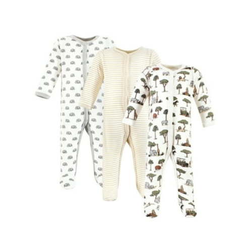 Hudson Baby Long Sleeve Sleep and Play, 3-Pack, Newborn-9 Months