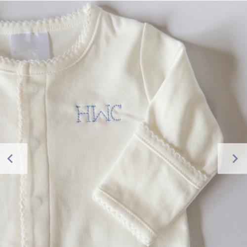 Monogrammed Picot Trim Footie