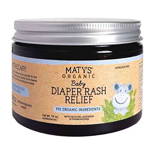 Maty's Baby Diaper Rash Relief - Made With 99 % Organic Ingredients. Made with Lavender, Aloe, Zinc - 10 oz.