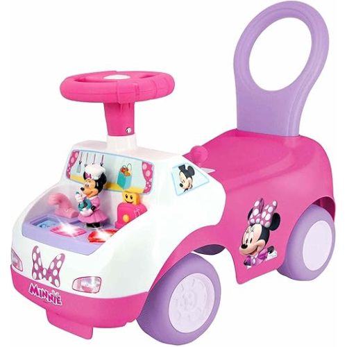 Kiddieland Disney: Minnie Mouse Happy Kitchen Activity Ride-On - Lights & Sounds, Foot to Floor, Kids Car, Push & Pull, Ages 12-36 Months, 23 x 11 x 17.5 inches, Pink